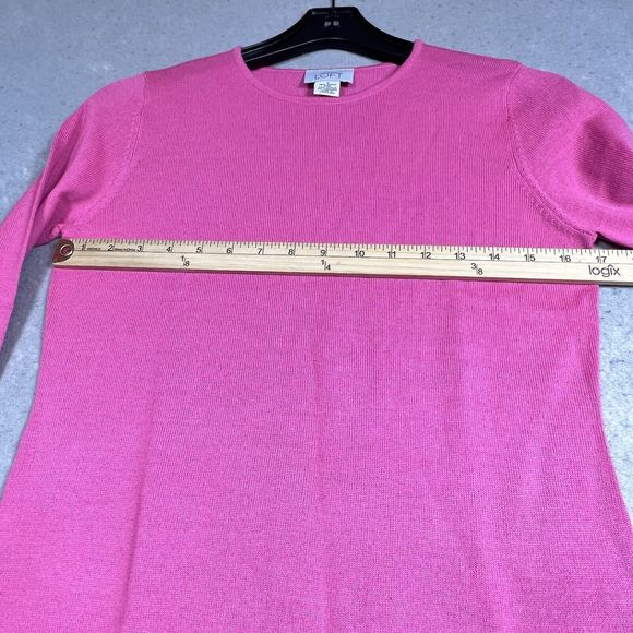 Ann Taylor Loft Shirt Womens Size Small Pink Crew Neck Pullover Wool Blend Knit - Picture 7 of 9